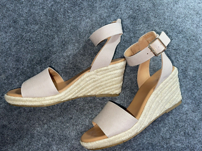 J Crew espadrilles Sandals 10 Wedge Neutral Gold Buckle Ankle