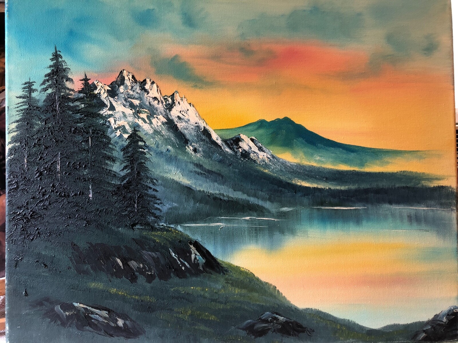 絵画 Mountain glow 16 x 20 Oil Painting on Canvas.