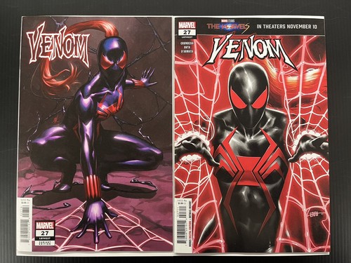 VENOM #27 CVR A + 1:25 EJIKURE BLACK WIDOW VAR NM SET MARVEL