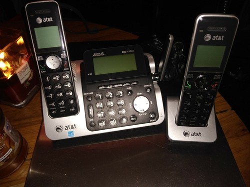 AT&T CL83201 DECT 6.0 Cordless Phone, Black/Silver, 2 Handsets