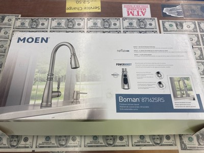 MOEN Boman Single Handle Pull-Down Sprayer Kitchen Faucet w/ Reflex + PowerBoost