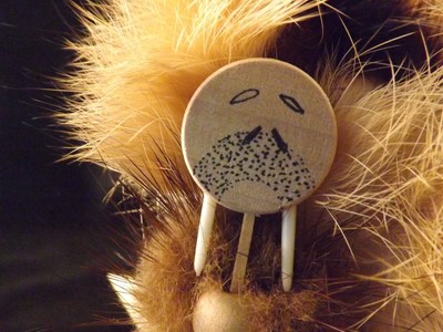 Handmade Eskimo Doll of Rabbit Fur and Mink, Walrus Mask with Tag