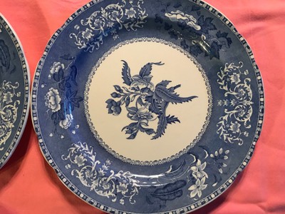 Vintage set of 4 SPODE blue Camila PLATES 10.5 in Copeland Dinner large excell
