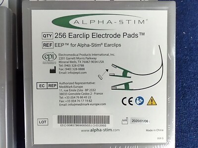 Alpha Stim Earclip Electrode Pads - NEW IN CASE - 256 pads