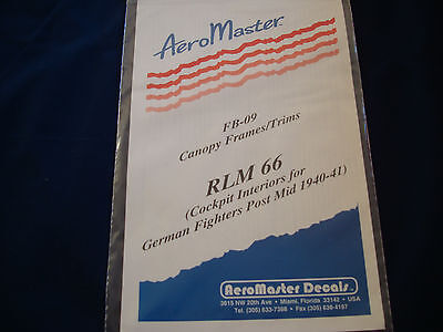 COCKPIT INTERIORS FOR GERMAN FIGHTERS RLM 66 FB-09 TRIM AERO MASTER DECALS