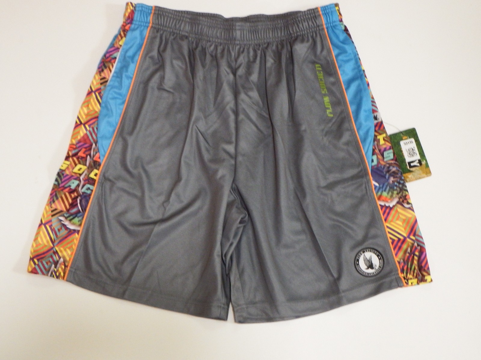 Small Pyramids Pieced  Mesh Athletic Shorts Grey  Flow Society