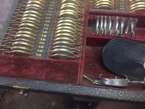 #1698 F. A. Hardy Maker Chicago Opticians Kit Glasses Lenses 1890’s Vintage