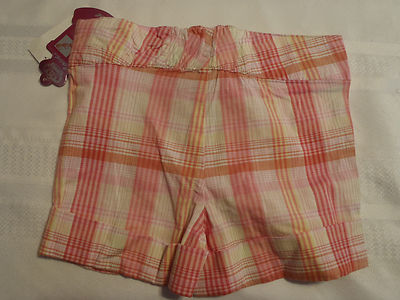 Jewel Size 5 Pink Plaid Button Front Elastic Back Shorts NWT Cuff Hem Bottoms