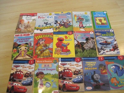 LOT of 15 LEVEL 1 BOOKS An I Can Read EARLY READER Step Into Reading CARS DISNEY