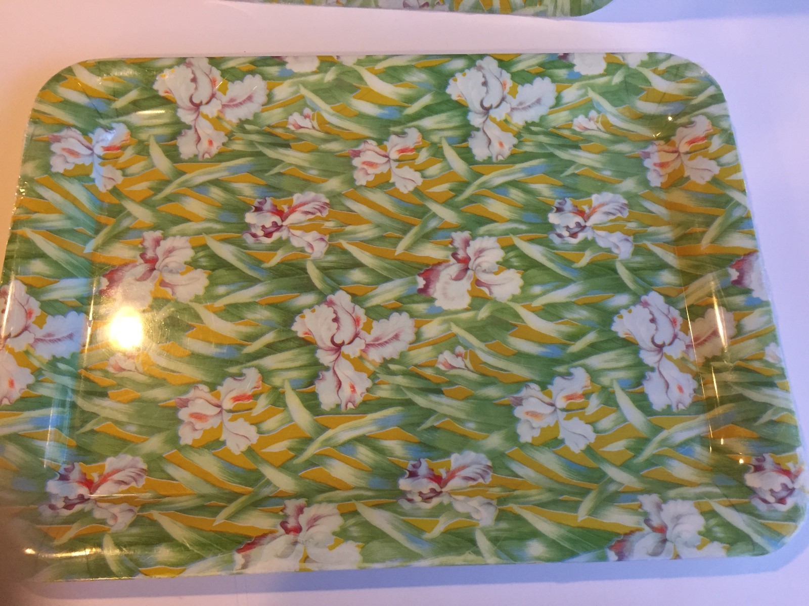 Retangular Serving Trays Set Of Three Iris Floral Spring/ Easter 16.5