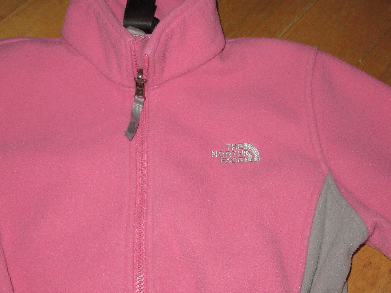 Girls Pink Gray North Face Fleece Full Zip up Sweatshirt Jacket Sz(L) 14-16