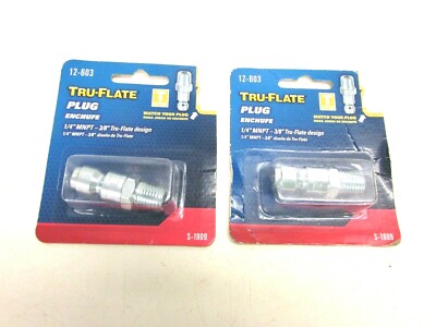NEW! PLEWS & EDLEMANN TRU-FLATE 1/4'' MALE NPT PLUG AIR FITTINGS, LOT of (2)