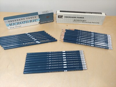 Vtg Lot Eberhard Faber Microtomic (9)H, (9)2H & (8)4H Drawing Pencils (26 Total)