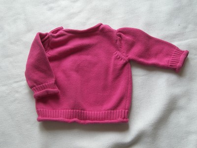GIRLS GYMBOREE 100% COTTON PINK SWEATER W / EMBROIDERED TURTLE SZ 0 / 3 MONTHS