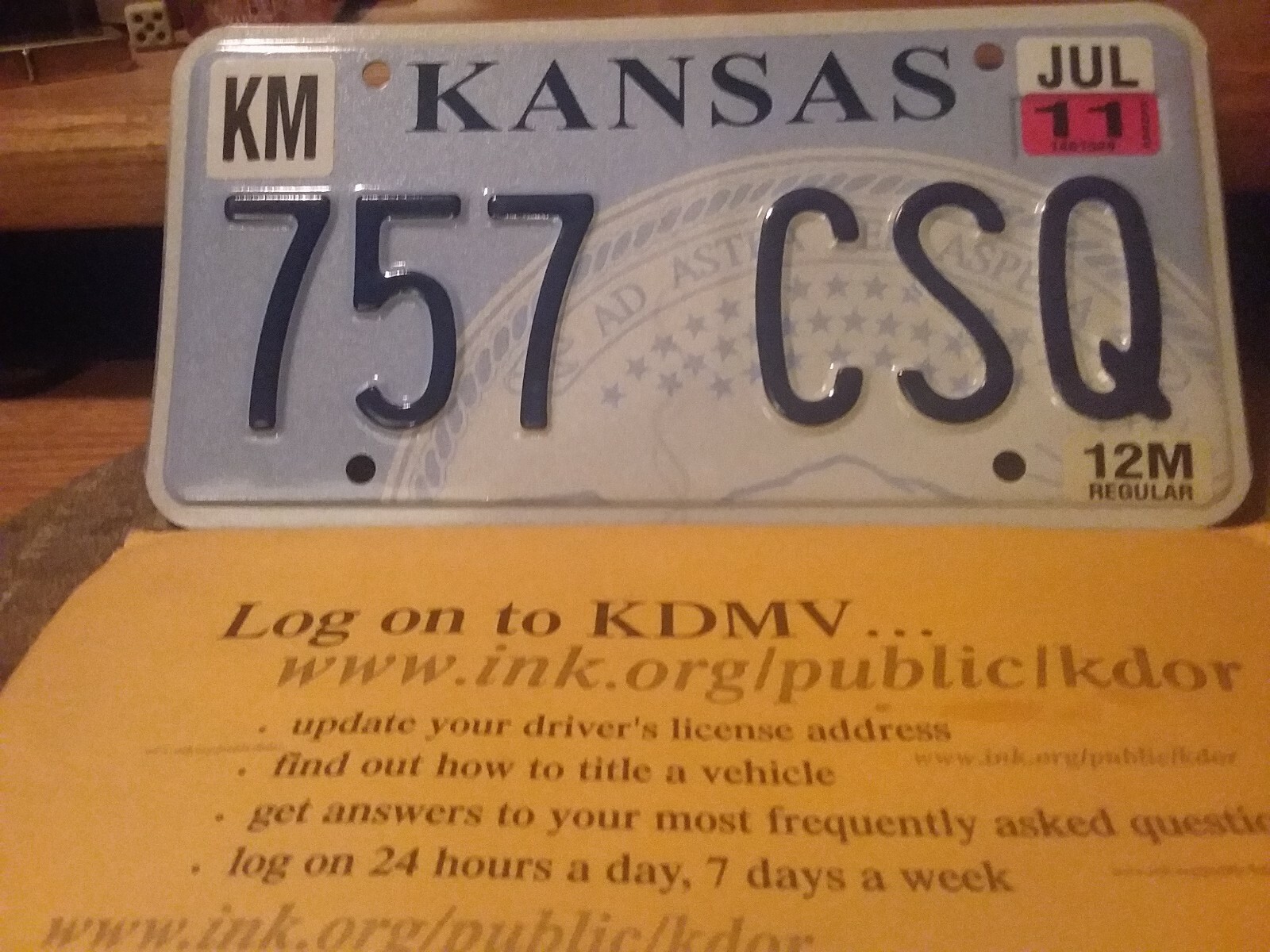 Kansas License Plate 2011 Unused Original