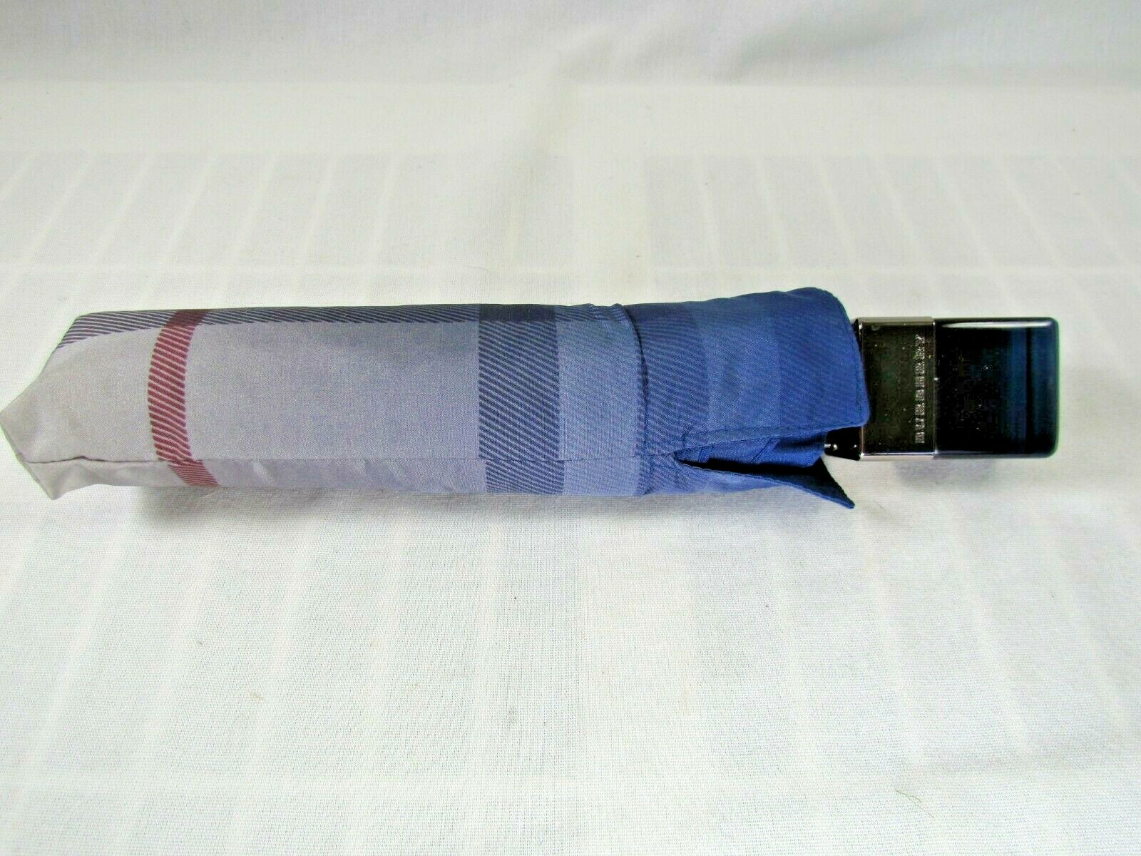 Burberry Purse Size Folding Umbrella Blue Check Plaid