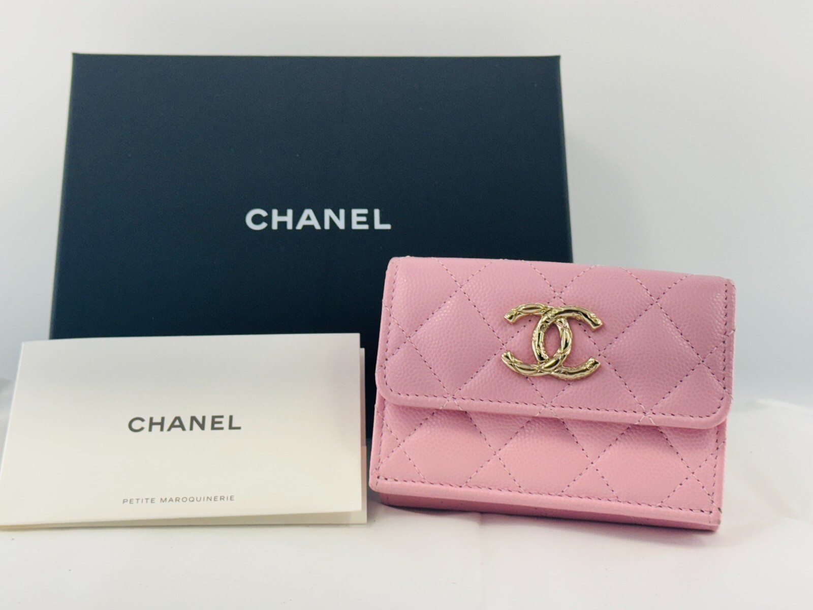 CHANEL Limited Logo Matelasse Pink AP3973 Tri-fold Wallet