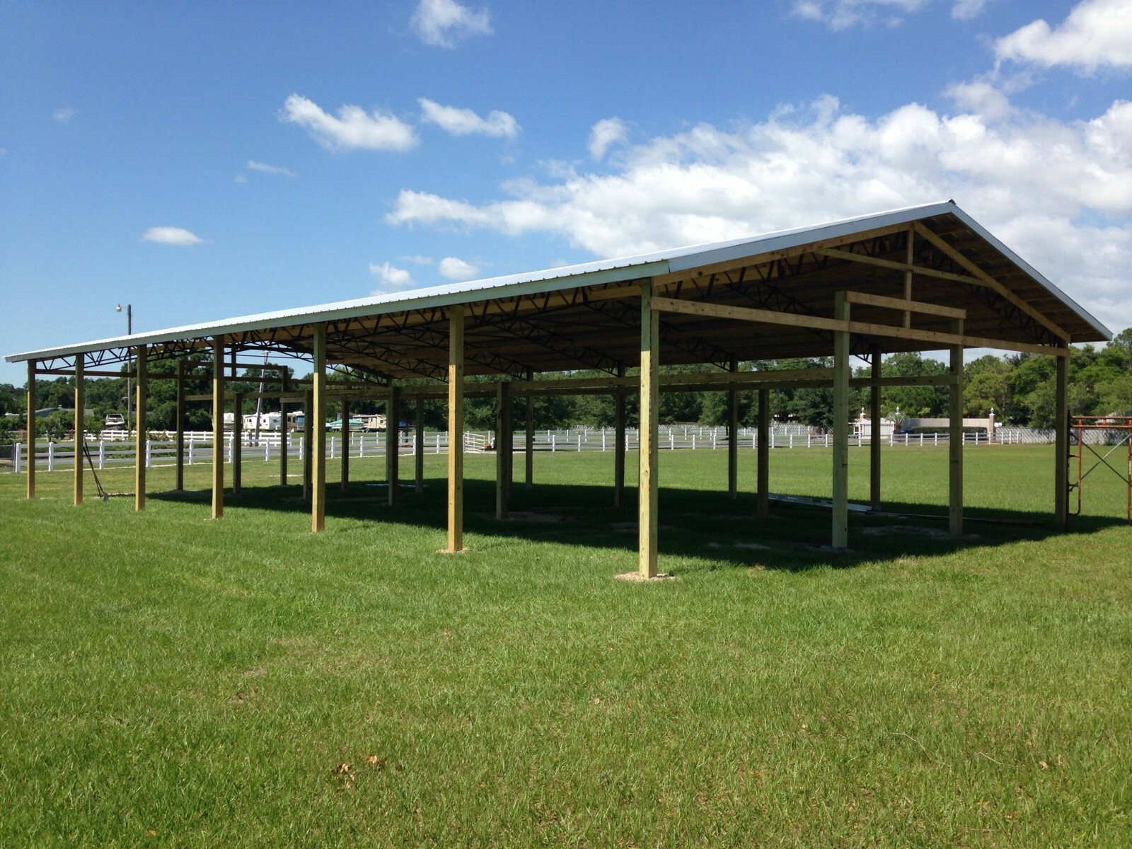 40x60x12 Steel Truss Barn Kit 8x8x16 Pressure Treated Post