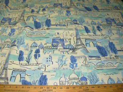 8 YDS WAVERLY PARIS FRENCH BUILDINGS COTTON DRAPERY UPHOLSTERY FABRIC FOR LESS