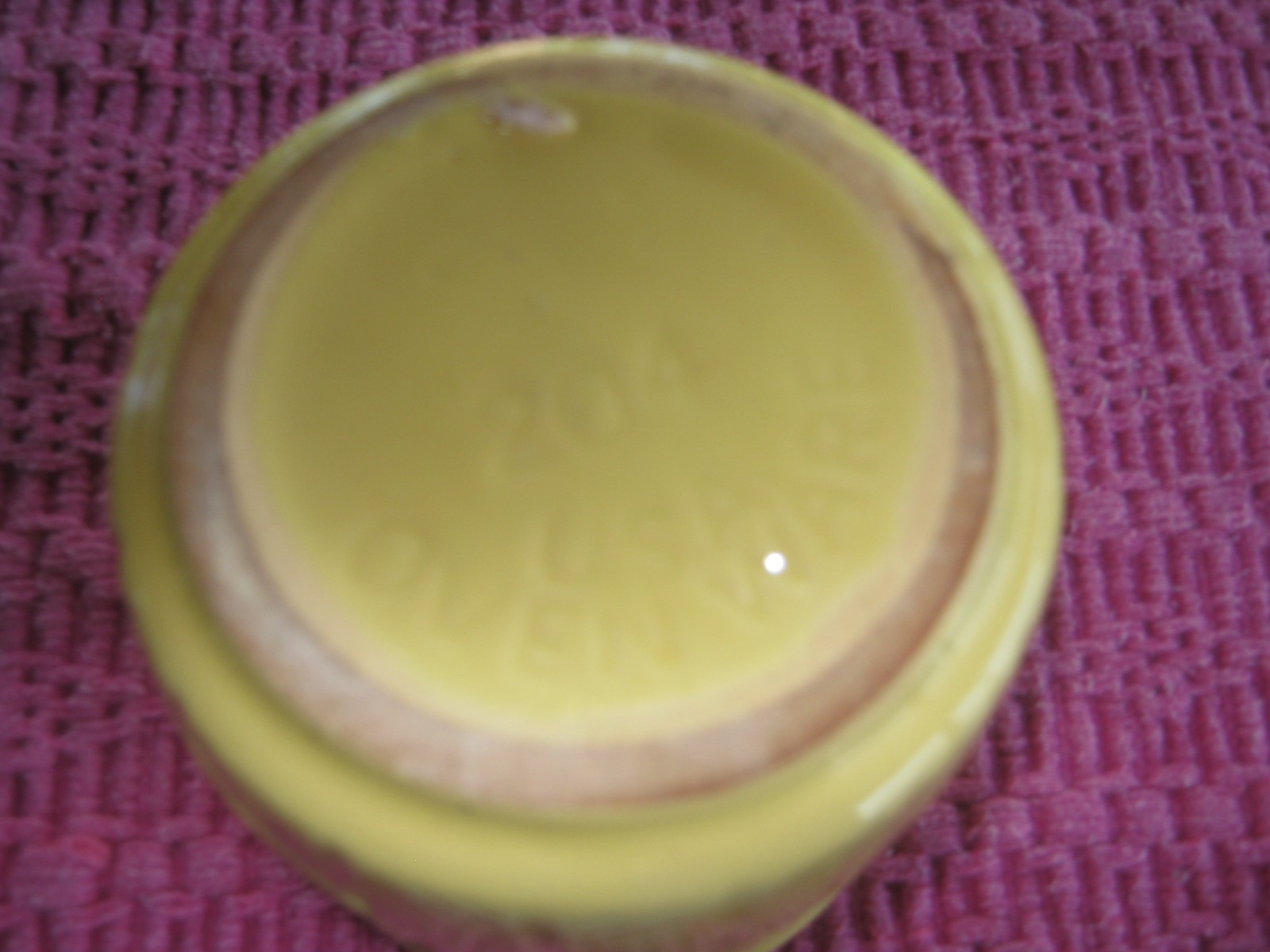 WATT POTTERY OWENS WOODGRAIN YELLOW 204 TEA CANISTER BOTTOM ONLY-NO LID