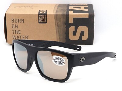 COSTA DEL MAR SAMPAN 580G SUNGLASSES Matte Black / Copper Silver Mirror GLASS