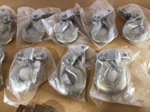 10 Forged Steel 5/16” Industrial Hooks w/Spring Safety Latch and Swivel Adapter!