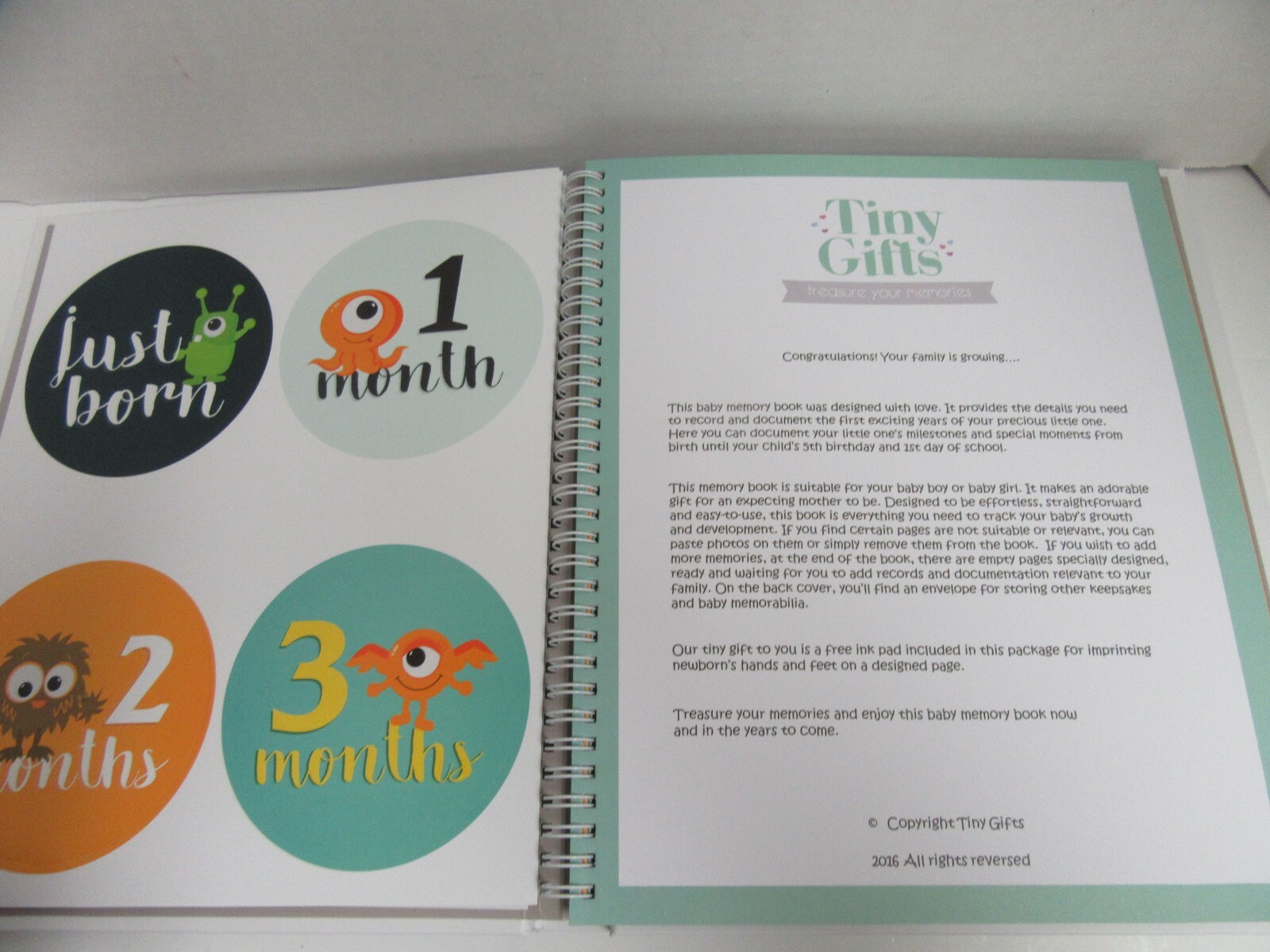 My Tiny Adventures Baby Scrapbook Memory Album First 5 Years Spiral Book