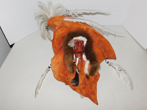 JEFFREY PAUL LG. LEATHER & FUR NATIVE AMERICAN SCULPTURE MONTANA ARTIST LMTD ED