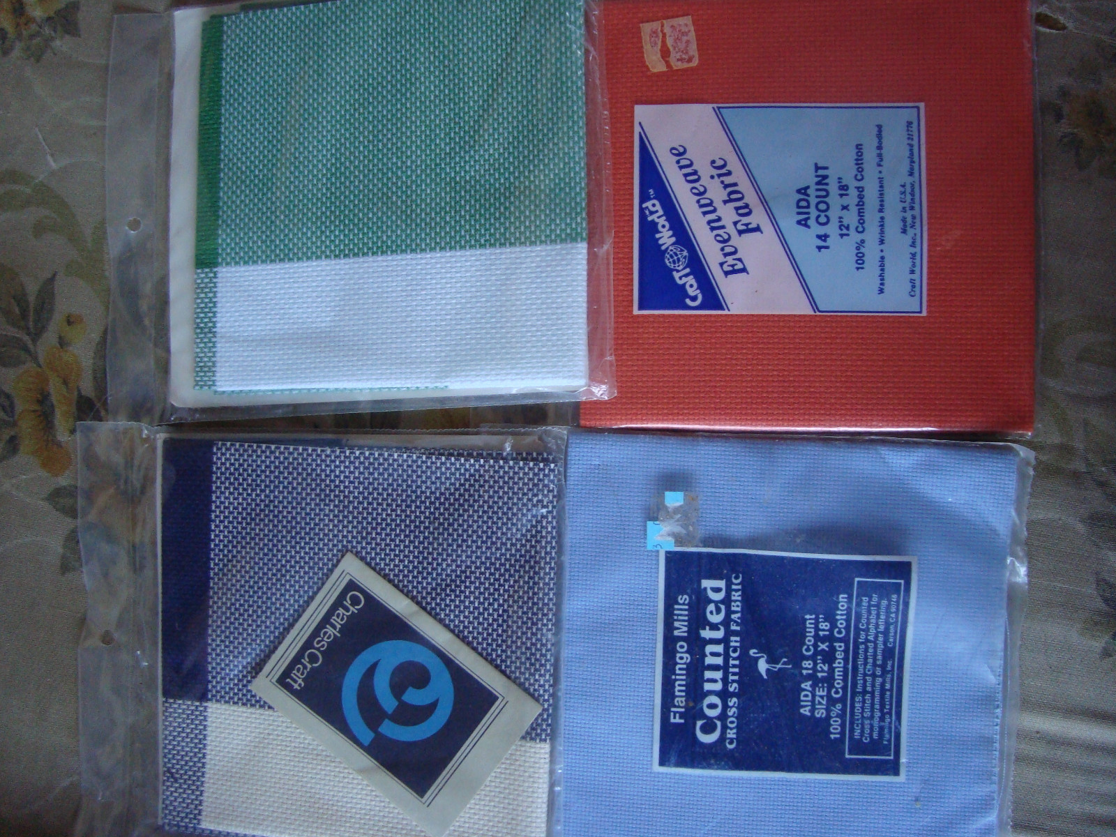 21pc Lot of Aida cloth Cross stitch fabric