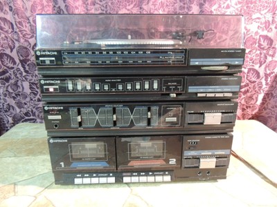 Vintage Hitachi Stereo Receiver w/Dual Cassette Deck & Equalizer,Record Player