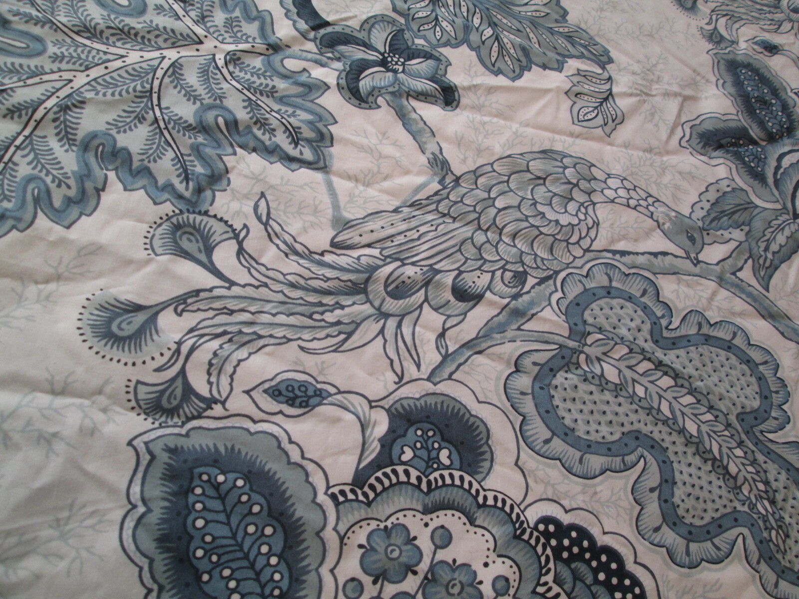 POTTERY BARN Paisley Full/Queen Duvet Cover Blue Teal White W Large Bird