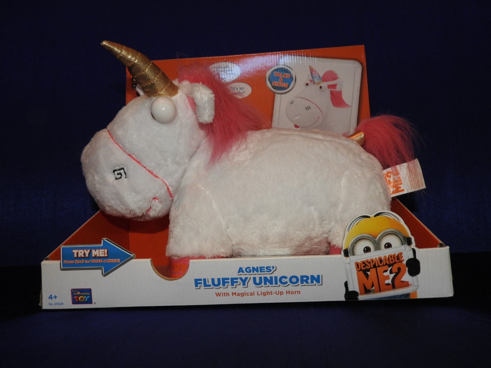 Despicable Me 2 Agnes FLUFFY UNICORN Plush w/ Magical Light Up Horn