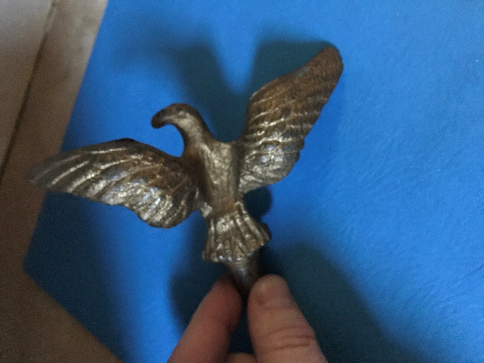 Vtg Brass Bald Eagle Flag Pole Topper Finial 5.1/4