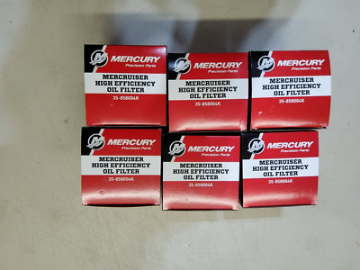 6 OPEN BOX MERCRUISER HIGH EFFICIENCY OIL FILTERS P/N 35-858004K