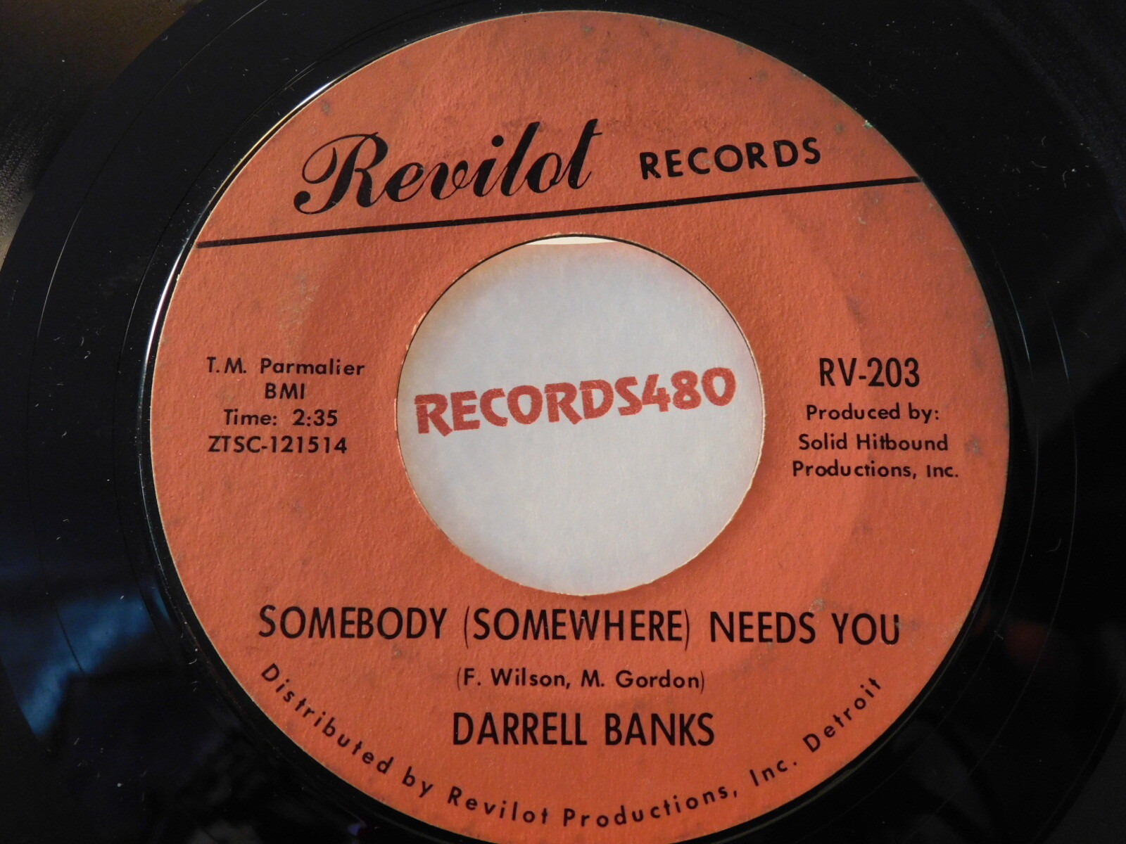 米7” Darrell Banks Somebody (Somewhere) Needs You / Baby Whatcha You  RV203 REVILOT RECORDS /00080 Darrell Banks – Somebody (Somewhere) Needs You – Vinyl (7