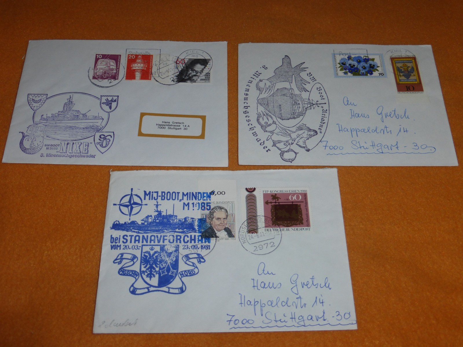 Minensuchboot Ariadne Minden Nixe Bundesmarine Lot 3 Briefe Bundeswehr Marine