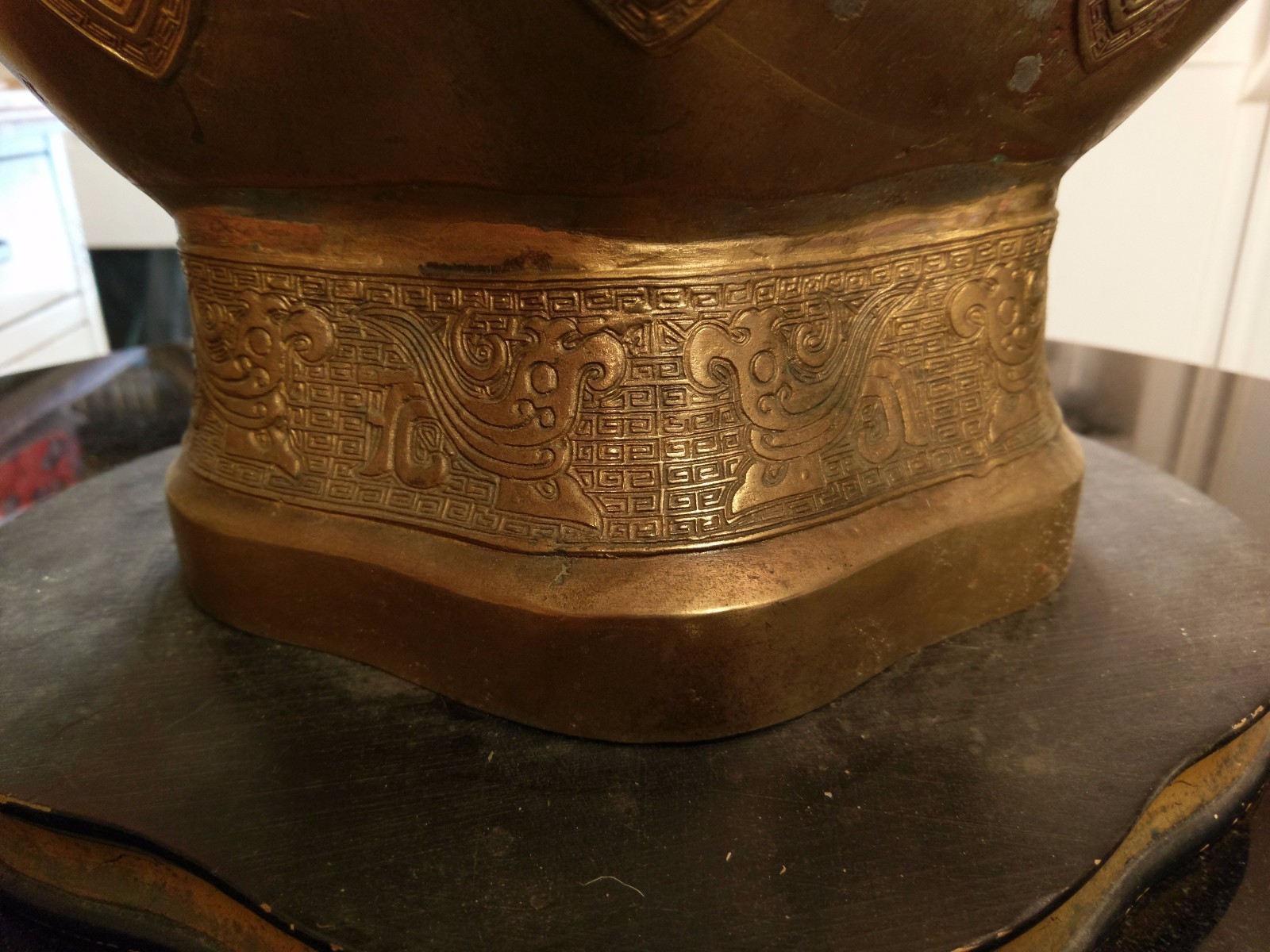 Stunning Huge Ancient Asian Solid Brass Vase Or Wine pot