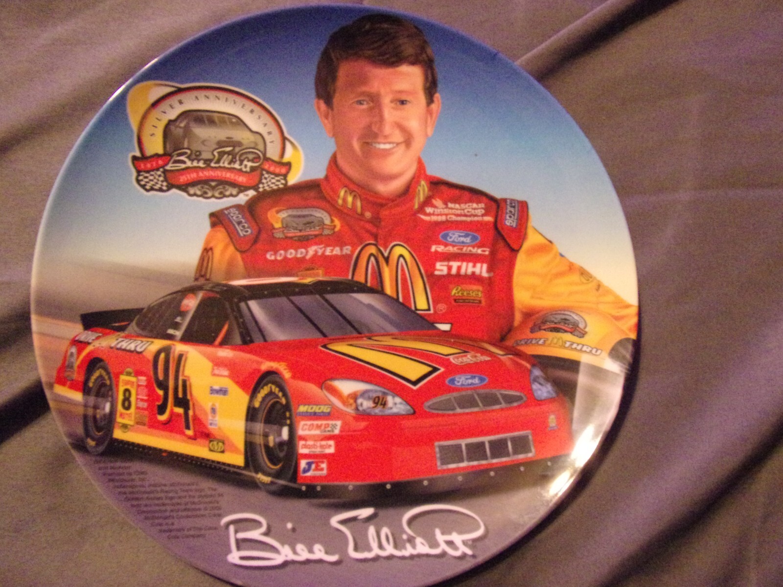 NASCAR ビル・エリオットマクドナルドコレクターズプレート 25周年記念レア McDonalds Nascar '' BILL ELLIOTT '' 25th Anniversary