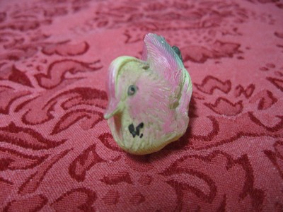 VINTAGE CELLULOID COLORFUL BIRD HEN CHICK FIGURE TOY