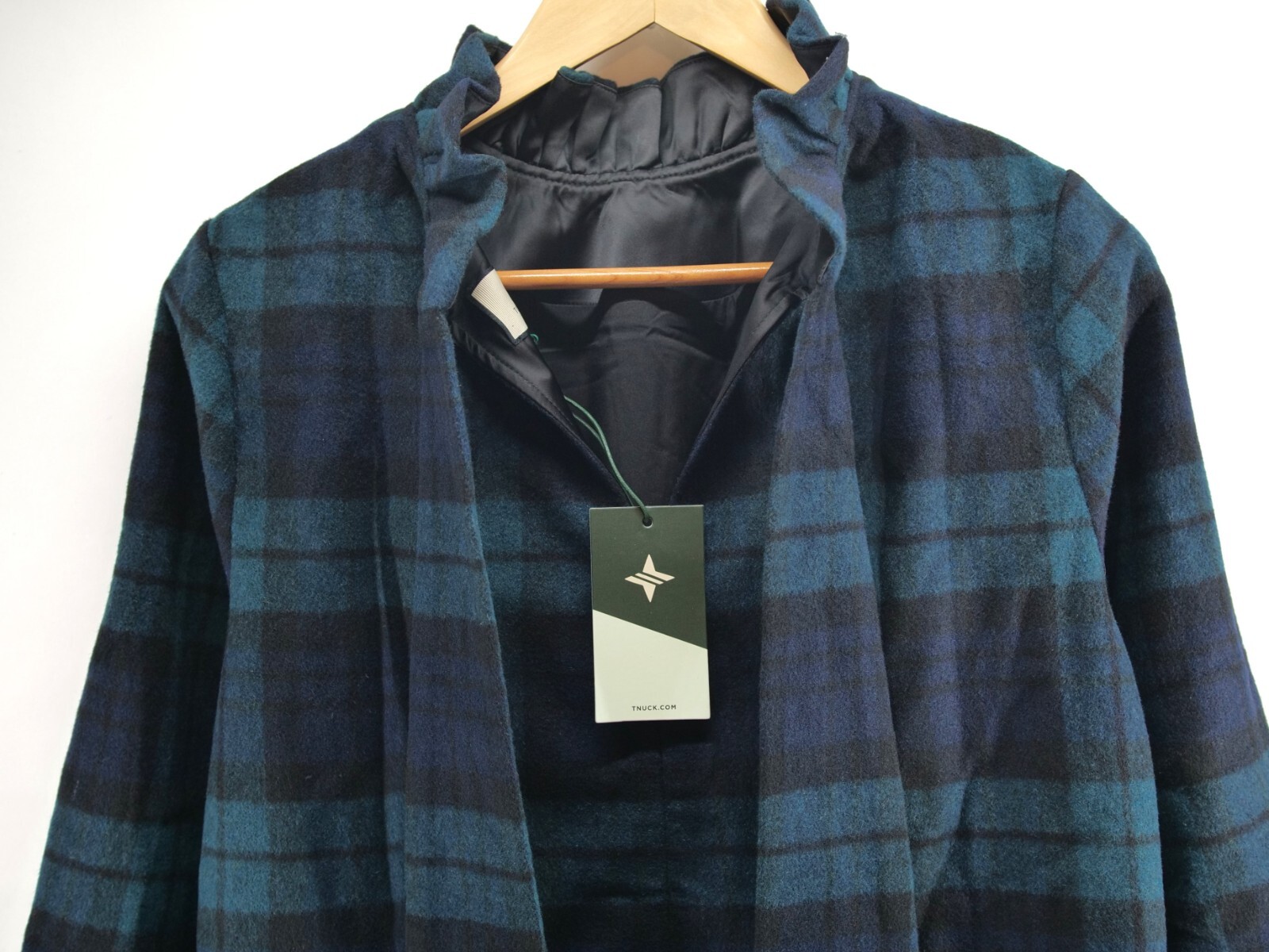 Tuckernuck Blackwatch Plaid Faye Blouse L Top Ruffle Collar Career Wool Blend