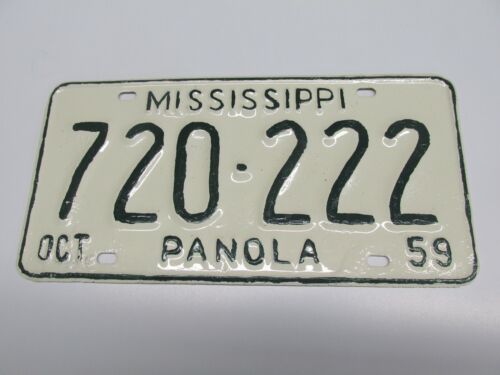 OLD ANTIQUE VINTAGE MISSISSIPPI LICENSE PLATE CAR TAG 1959 PANOLA COUNTY