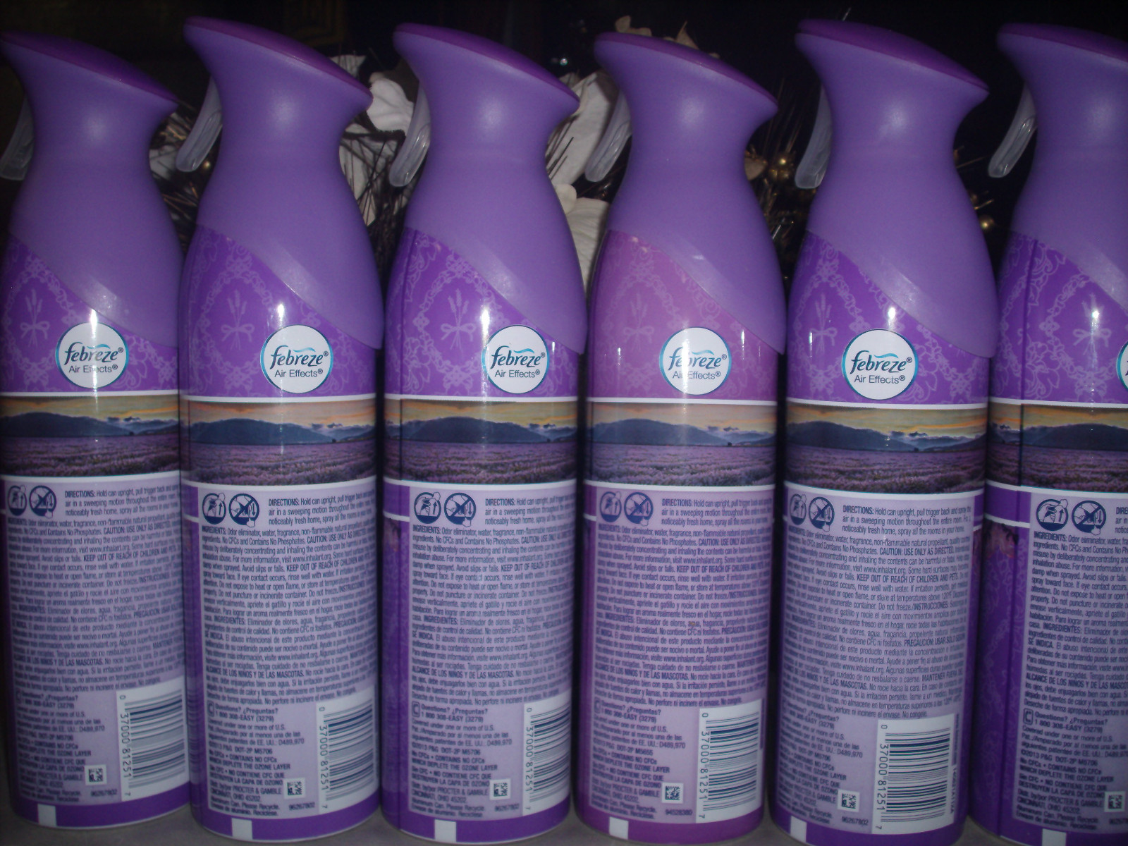 MEDITERRANEAN LAVENDER Febreze Air Effects Air Freshener Refresher Sprays 6 Cans