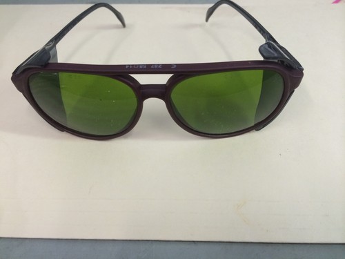 Safety Glasses Sun Glasses Green  Lens Brown And Black Frame