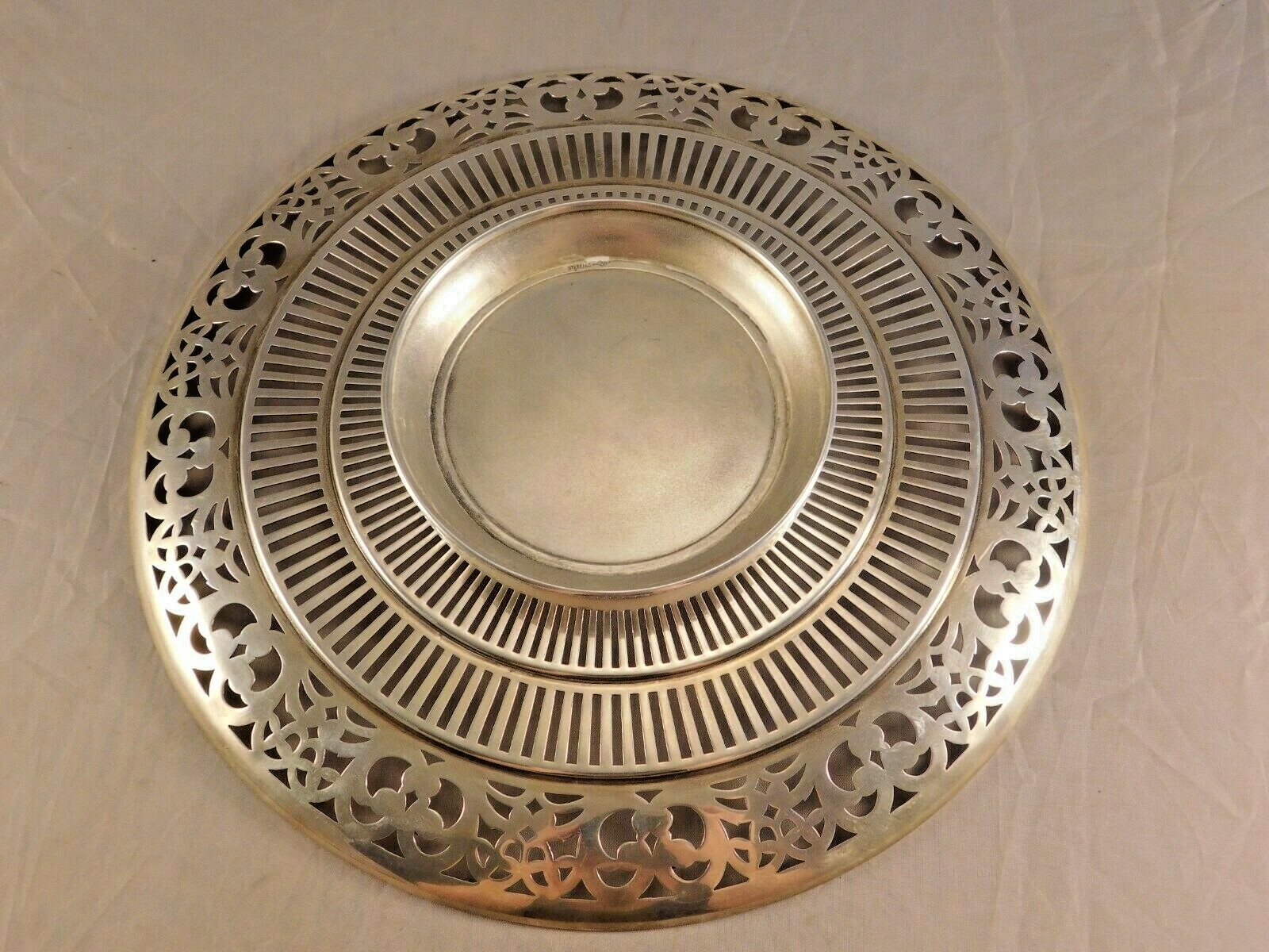 ANTIQUE WEBSTER STERLING SILVER ROUND TRAY / PLATTER