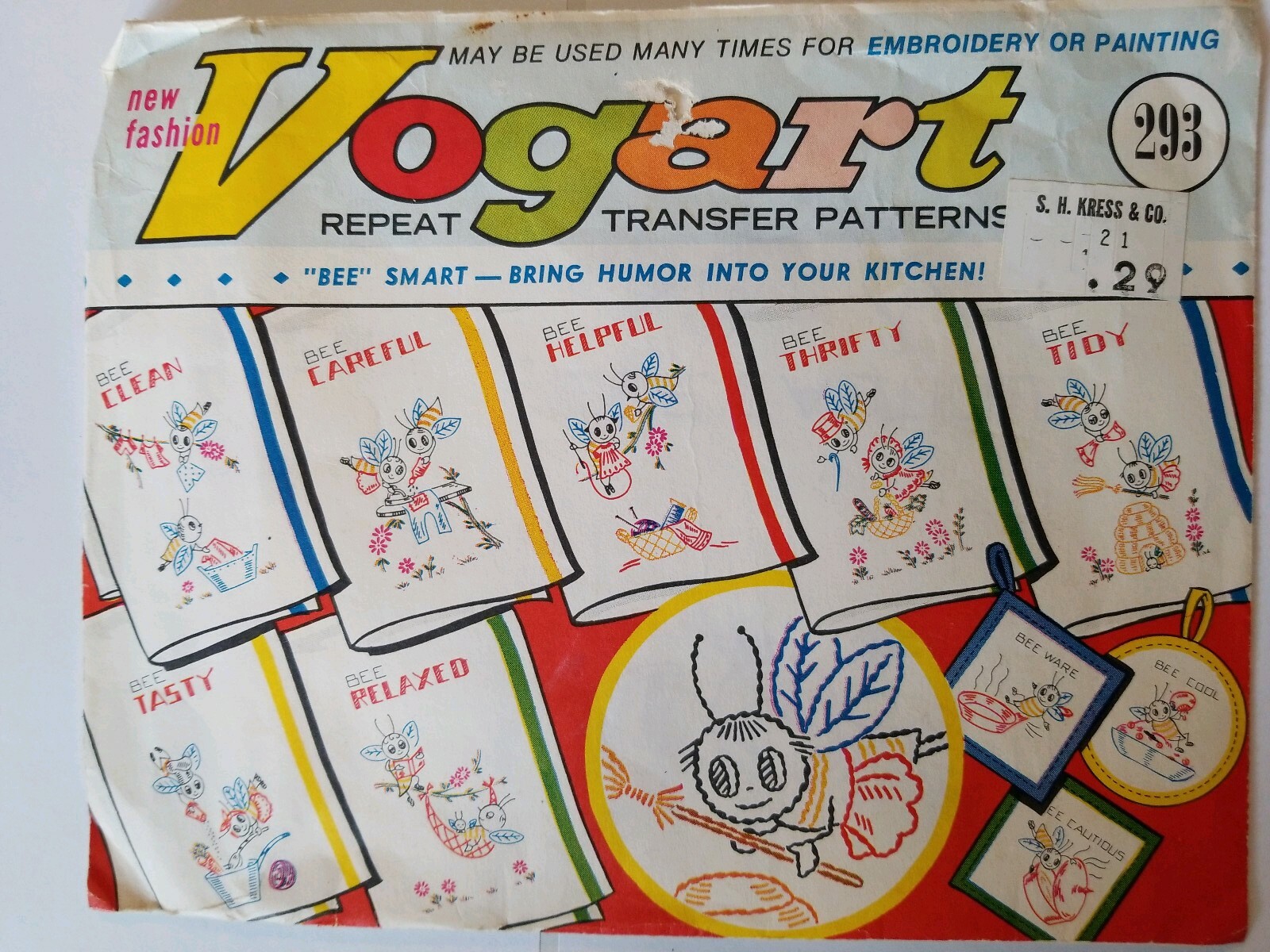 Sewing Transfer Pattern 293 CUT VOGART Vtg Embroidery Painting BEE Smart Advice