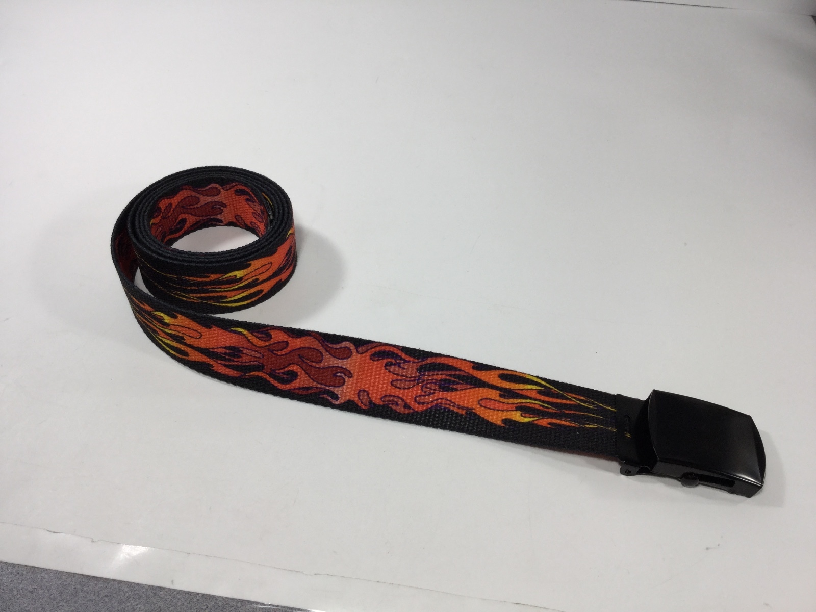 New, Men's Red Flame Cotton Fabric Web Belt,  1.25