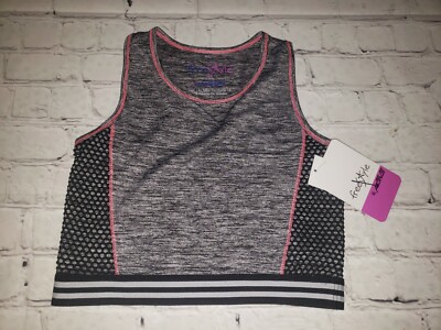 NWT Freestyle Revolution Girls' Active Sports Bra Tank GREY Sizes 7, 8, 12 