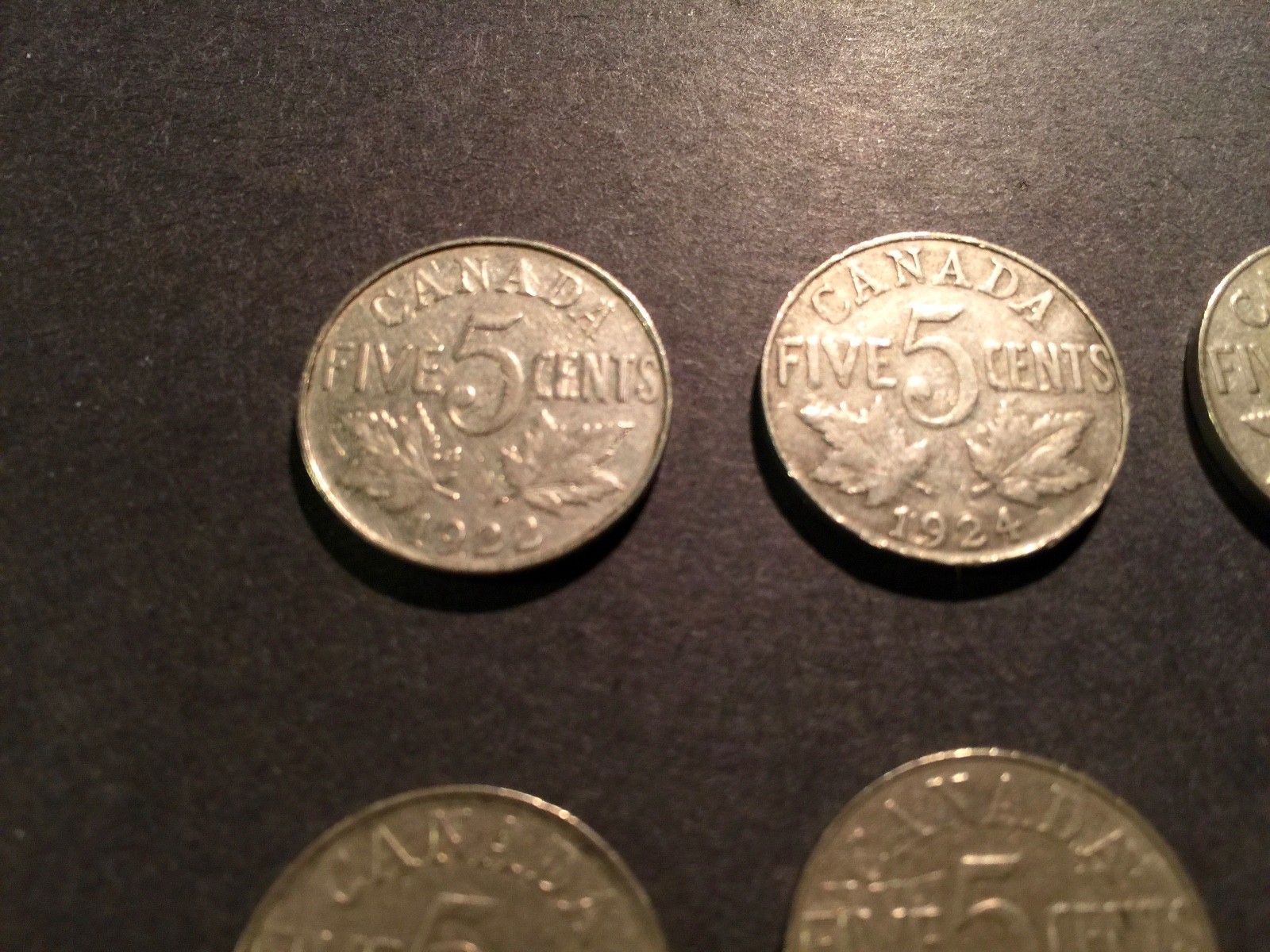 LOT OF 12 pcs CANADIAN NICKELS 5 cents 1922, 1924,1927-1936 GEORGE V Canada Gift