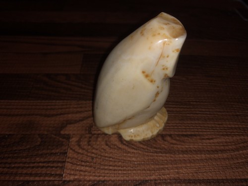 Antique Inuit Eskimo Musk Ox Horn Carved Owl Fetish Effigy Totem Sculpture