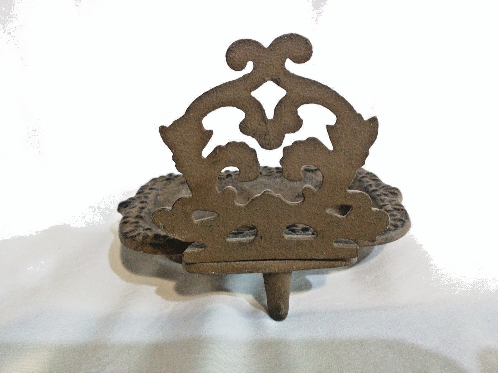 Footed Cast Iron Soap Dish /door stopper Rustic Brown Antique Repro Bath Decor